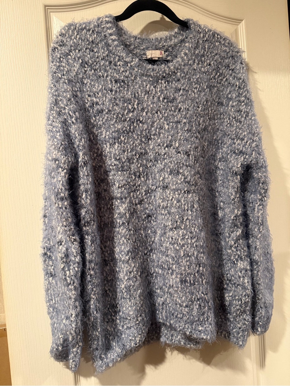 SO Cozy Light Blue Fuzzy Crewneck Sweater